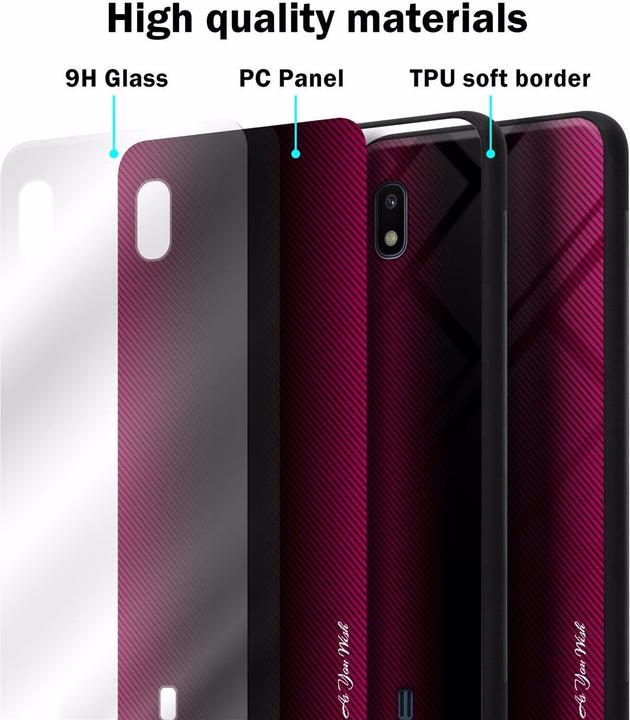 Actual product image Cadorabo TPU Striped Glass Cover (Samsung Galaxy A10, HTC One M10)