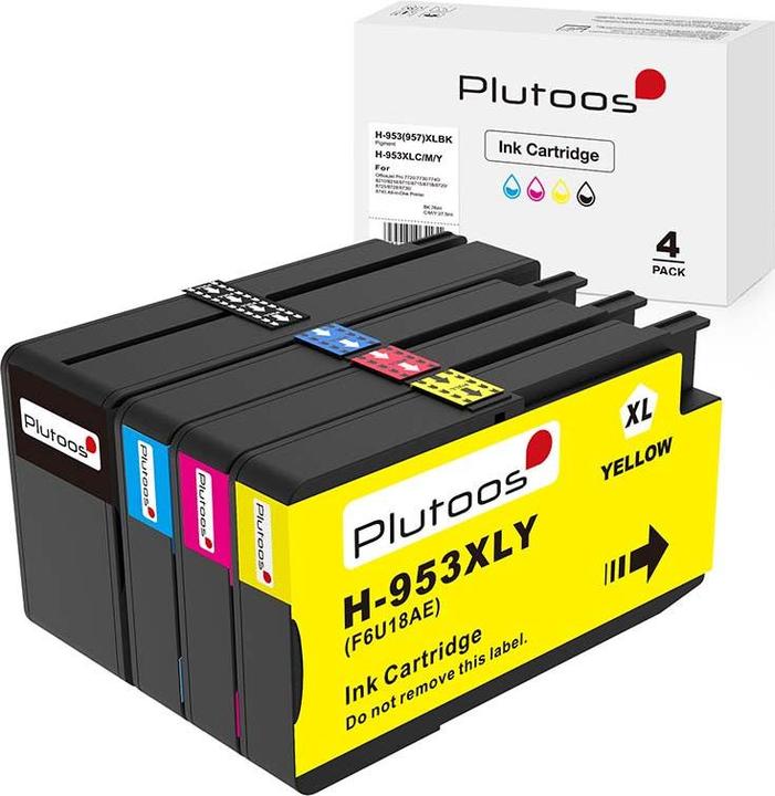 Plutoos HP 953XL Patronen XXL kompatibel, 4er Farbset (C, M, Y, BK)