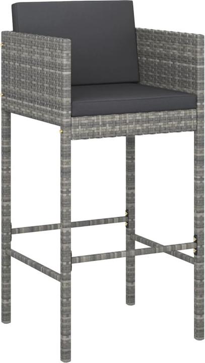 Actual product image VidaXL 9-piece Garden Bar Set with Cushions Brown Poly Rattan (48 cm)