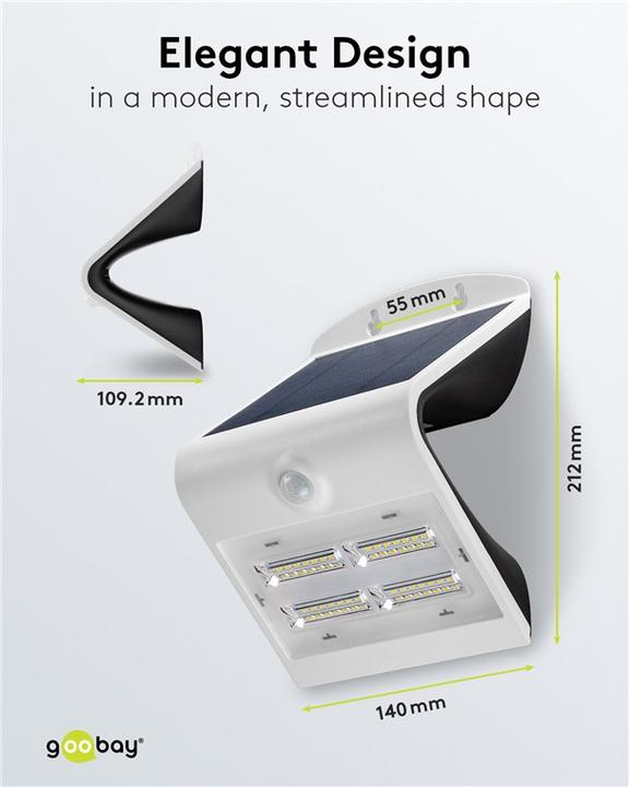 Actual product image Goobay LED Solar Wall Light (400 lm, IP65)