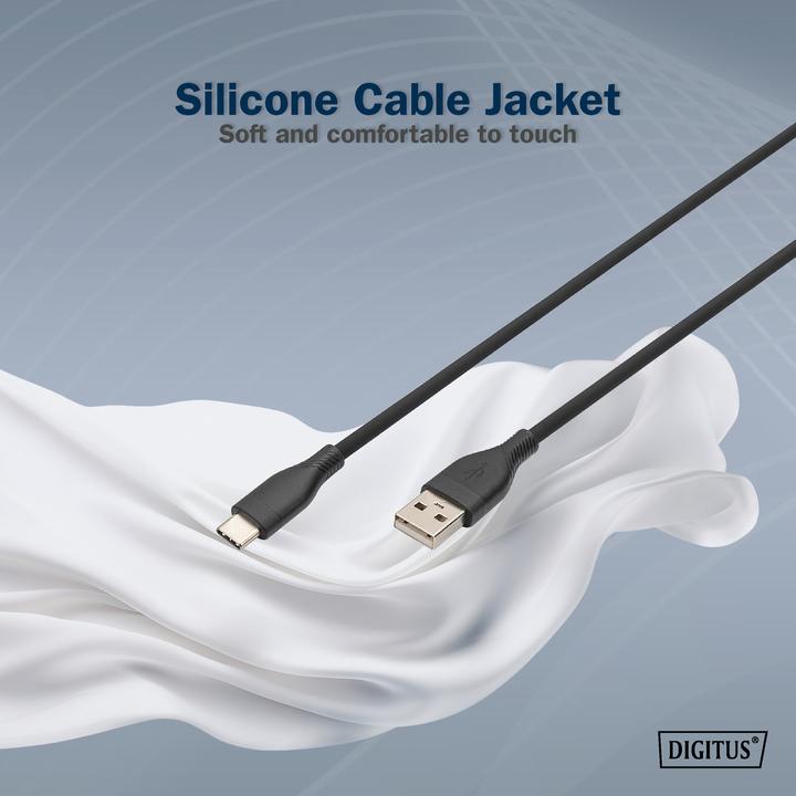Actual product image Digitus USB-C silicone connection cable, 1m, black (1 m, USB 2.0)