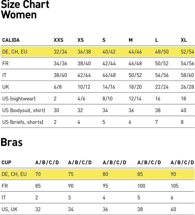 Valori nutrizionali e ingredienti Calida Reggiseno con maglietta (80 D, Confezione singola)
