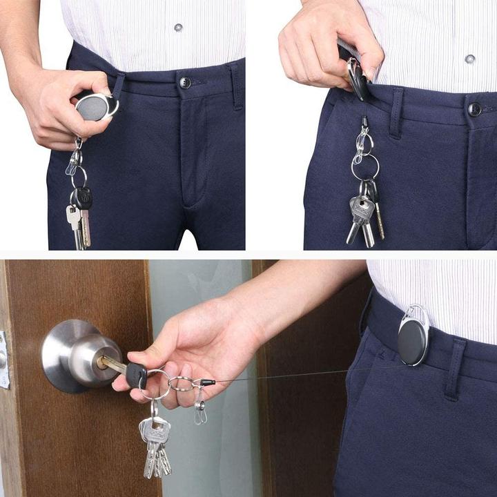 Actual product image Werkstein Anti-Lost Key-Bak Schlüsselanhänger mit Gürtelclip + Kartenhalter 3er Set