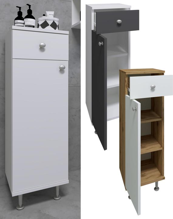 Produktbild VCM Holz Badmöbel Midischrank Badregal Badschrank Badezimmer Schublade Regal Nilosi (30 x 30 x 95 cm)