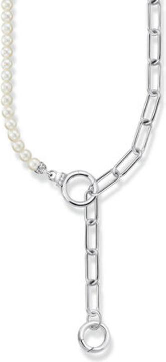 Thomas Sabo Collier aus Süsswasserzuchtperlen und Gliederkette mit weissen Steinen Silber (925er Silber, 42 - 47 cm)