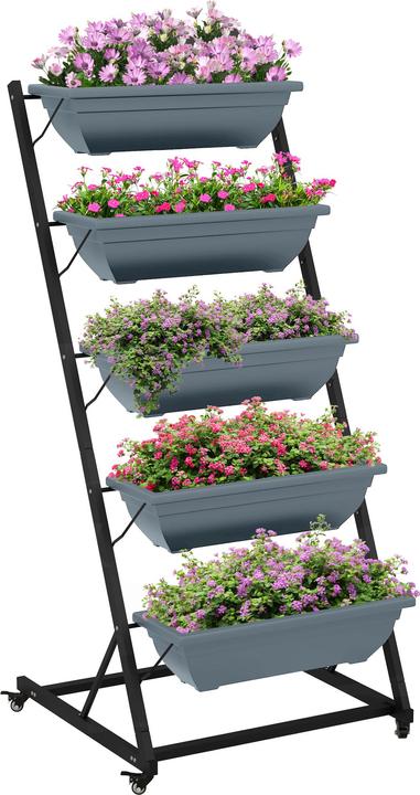 Outsunny Support pour bacs à fleurs à 5 étages