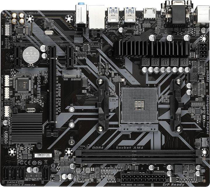 Gigabyte B450M S2H (AM4, AMD B450, mATX)