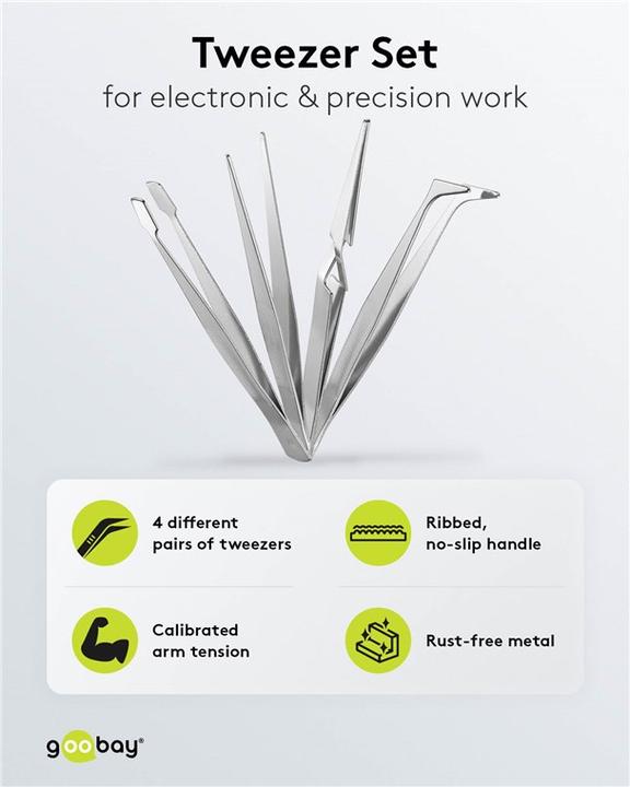 Actual product image FixPoint Tweezers set 4 pieces