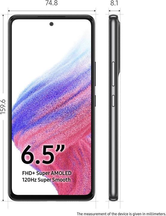 Produktbild Samsung Galaxy A53 5G (128 GB, Awesome Black, 6.50", Hybrid Dual SIM, 64 Mpx, 5G)