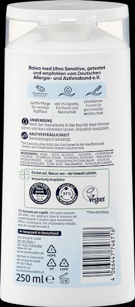 Nährwerte und Zutaten dm Balea MED Spülung Ultra Sensitive (250 ml)