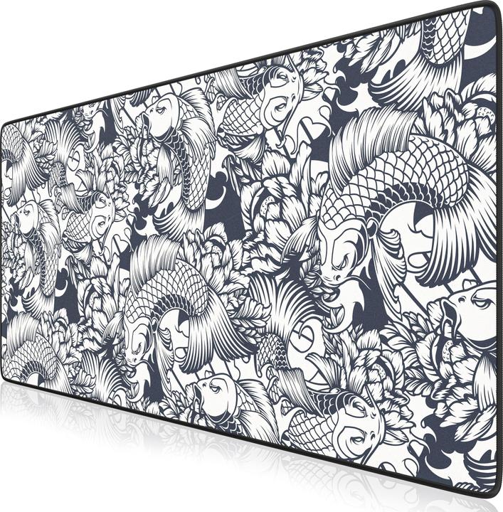 Titanwolf Gaming Mauspad, 900 x 400mm XXL Mausmatte, verbessert Präzision & Geschwindigkeit, Koi Tattoo (XXL)
