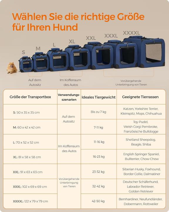 Produktbild Feandrea Faltbare Hundetransportbox XL (Hund, Faltbar, Atmungsaktiv)