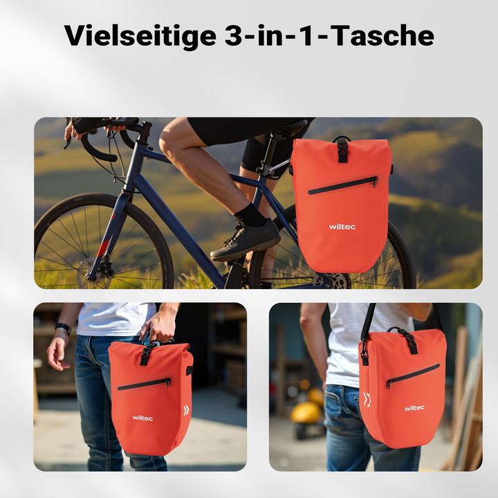 Actual product image Wiltec Gepäckträgertasche rot 28l Fahrradtasche Gepäckträger Gepäcktasche (28 l, Luggage carrier bag)