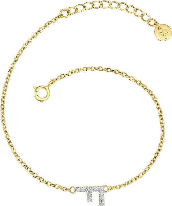 Glanzstücke München Damen Buchstabe F Sterling Silber Zirkonia Gelbgold 17,0 cm Basislänge + 3,0 cm Verlängerung - 32094 (17 cm, Sterling Silber)