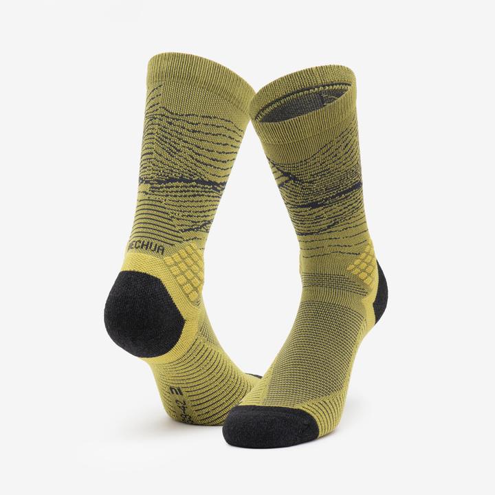 Actual product image Quechua Wandersocken hoch 2 Paar - Hike 500 Trendy khaki/grau (43, 46)