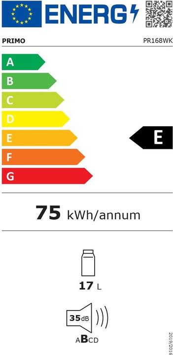 Etichetta energetica Primo PR168WK