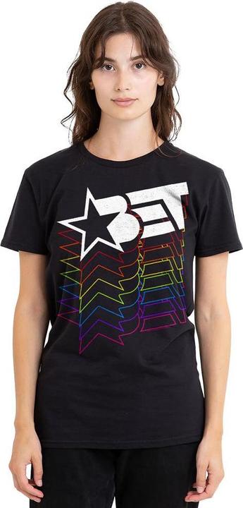 Actual product image Bet Unisex Adult Cascading Rainbow Logo T-Shirt (M)