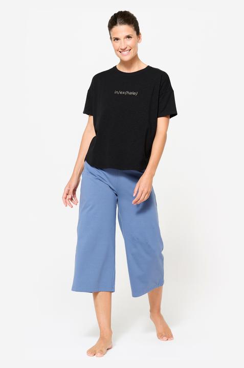 Actual product image Kimjaly Yoga Caprihose Damen hoher Bund - kometenblau (M)
