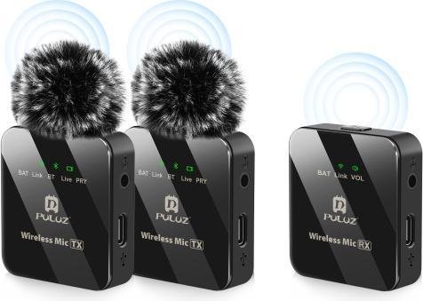 Puluz Wireless Lavalier Microphone 2 TX + 1 RX