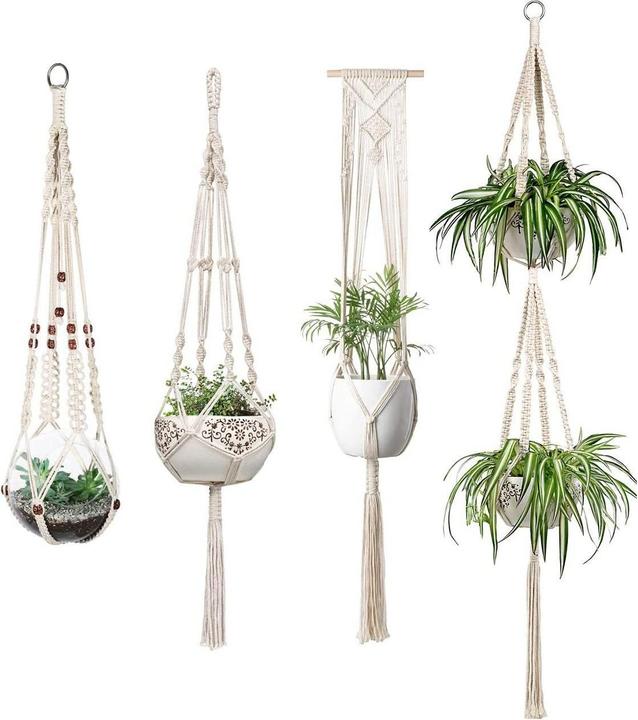 Esmée Makramee Pflanzenaufhänger Dekoration Geknüpftes Boho Accessoire 4er Set (28.50 cm)