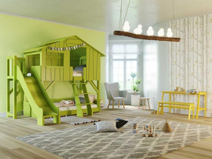 Image du produit Mathy by Bols Lit superposé cabane dans les arbres avec toboggan (90 x 190 cm)
