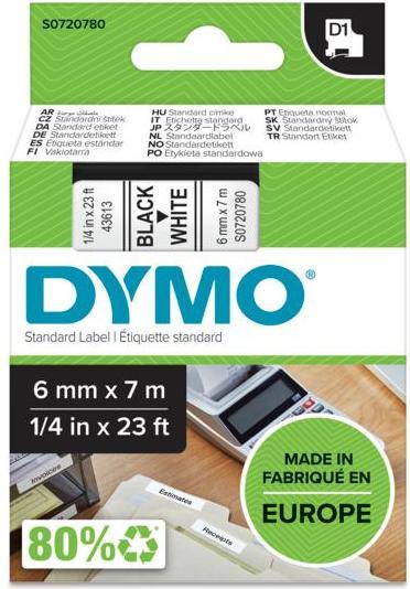 Actual product image Dymo Strip D1 6mm x 7m, black on white (0.60 cm, White)