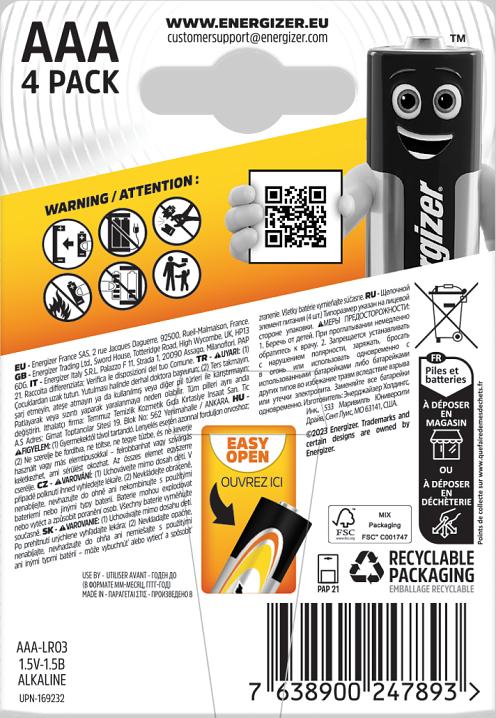 Actual product image Energizer Alkaline Power (4 pcs., AAA)