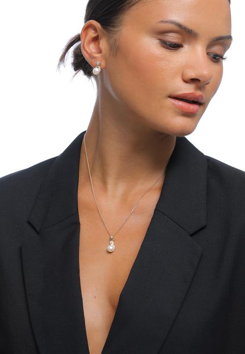 Actual product image Elli Infinity, Pearl, Pearl Necklace, Pearl Earrings (925 Sterling silver, Glass crystal, Freshwater cultured pearls)