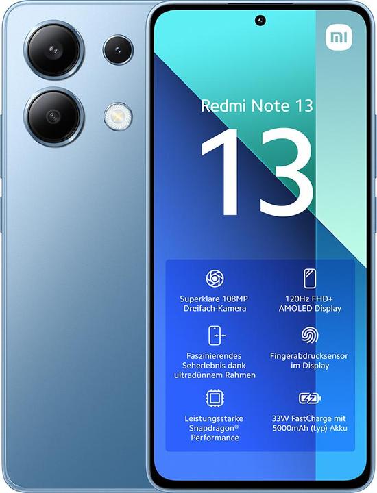 Productafbeelding Xiaomi Redmi Note 13 8+256 Ijsblauw (256 GB, IJsblauw, 6.67", Hybride dubbele SIM, 108 Mpx, 4G)