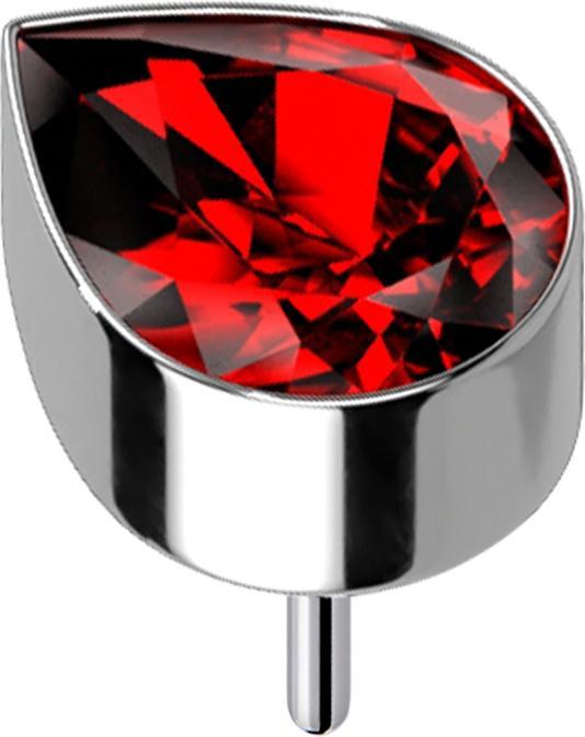 Actual product image Star Piercing Threadless silver with drop crystal red (Titanium G23, without brass)