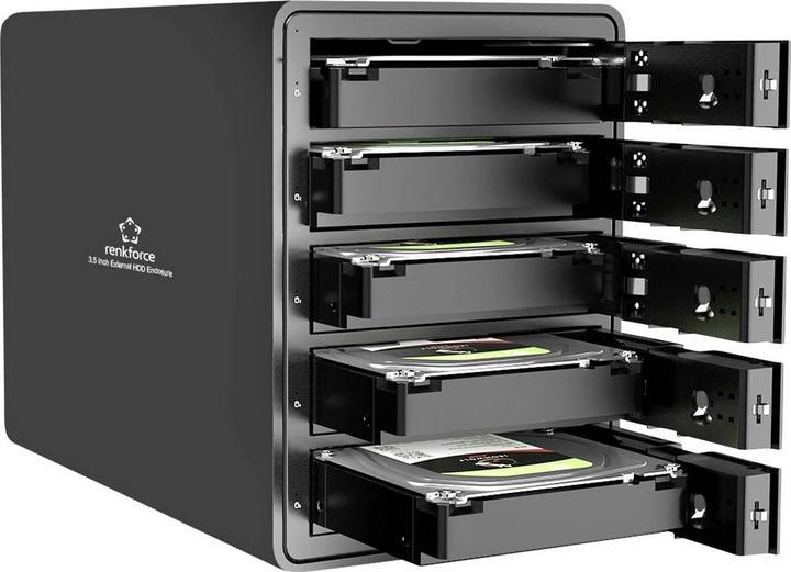 Produktbild Renkforce RF-6647600 8.9 cm (3.5 Zoll) Festplattengehäuse 5 Bay 3.5 Zoll USB-A ( (3.5")
