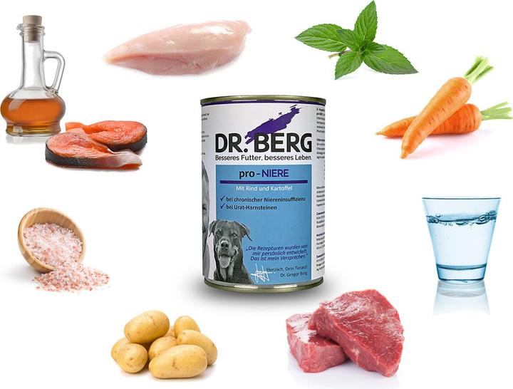 Actual product image Dr. Berg pro-NIERE Dog, Beef + Potato (Senior, Adult, 6 pcs., 2400 g)