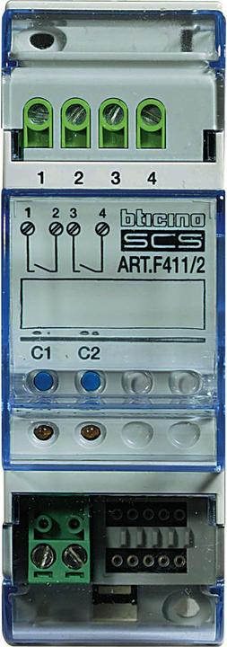 Actual product image Bticino SCS Reg actuator 2 NO contacts F411U2 10A F411U2 (Switch actuator)