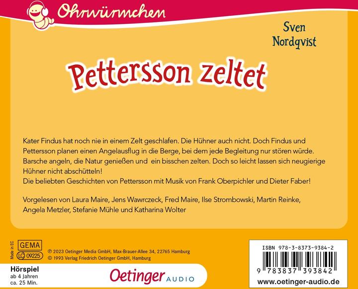 Produktbild Ohrwürmchen - Pettersson und Findus Pettersson zeltet (Dieter Faber, Angela Metzler, Katharina Wolter, Ilse Strambowski, Fred Maire, Sven Nordqvist, Frank Oberpichler, Laura Maire, Jens Wawrczeck, Theresia Singer, Martin Reinke, Angelika Kutsch, Deutsch)