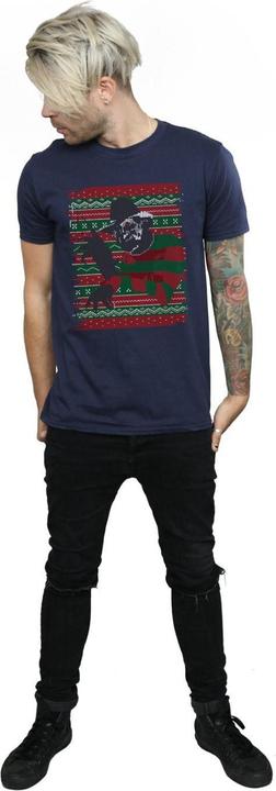Actual product image Absolute Cult Mens Christmas Fair Isle T-Shirt (XL)