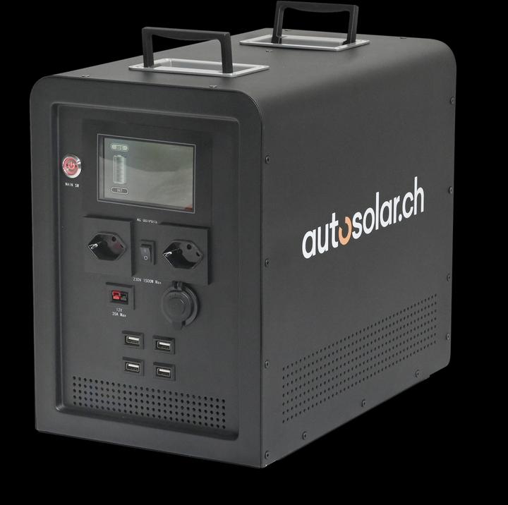 Immagine prodotto Autosolar Powerstation 1500W "Swiss Edition" con cassa solare da 195W (1500 Wh, 26.40 kg)