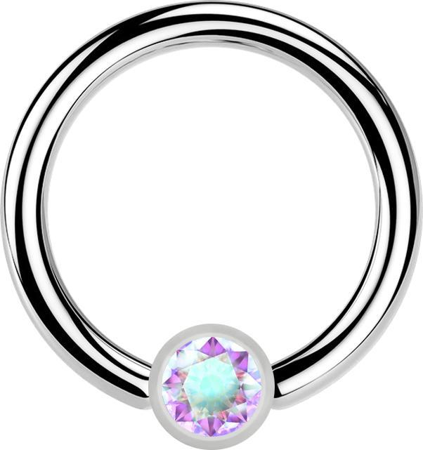 Actual product image Star Piercing Micro Ball Closure Ring silver and crystal multicolour (Surgical steel 316L)