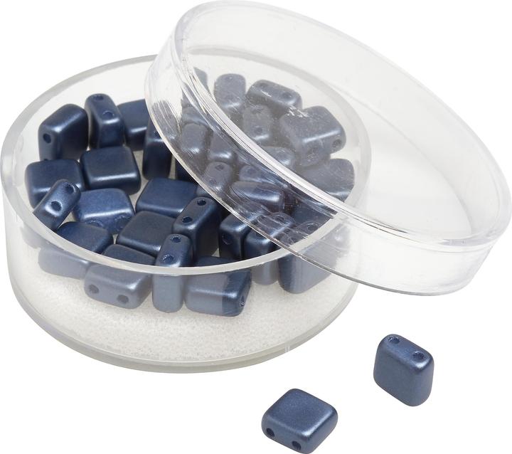 Image du produit Pracht Perle de verre "Carré", 2 trous, 35 pièces