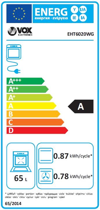 Etichetta energetica Vox Elektroherd EHT 6020 WG