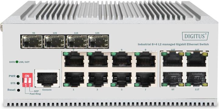 Produktbild Digitus Industrieller 8+4 L2 managed Gigabit Ethernet Switch (12 Ports)