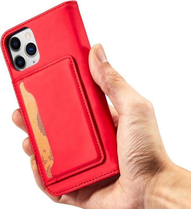 Actual product image Hurtel Magnet Card Case for iPhone 12 Pro Max Pouch Card Wallet Card Holder Red (Apple iPhone 12 Pro Max)