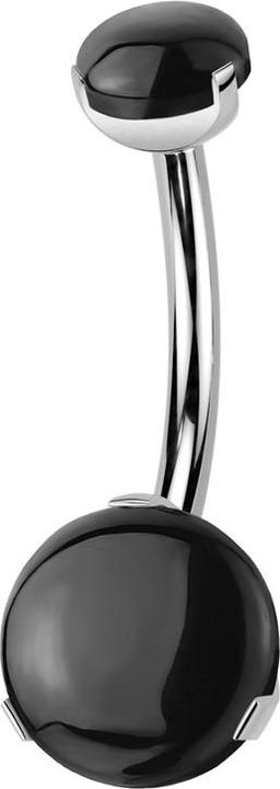 Star Piercing Banane Innengewinde silber zwei Achat Steine gefasst (Titan G23, ohne Messing, Mineralisch)