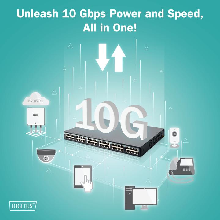 Actual product image Digitus 24 port gigabit PoE+ injector (802.3af (PoE), 802.3at (PoE+), 370 W)