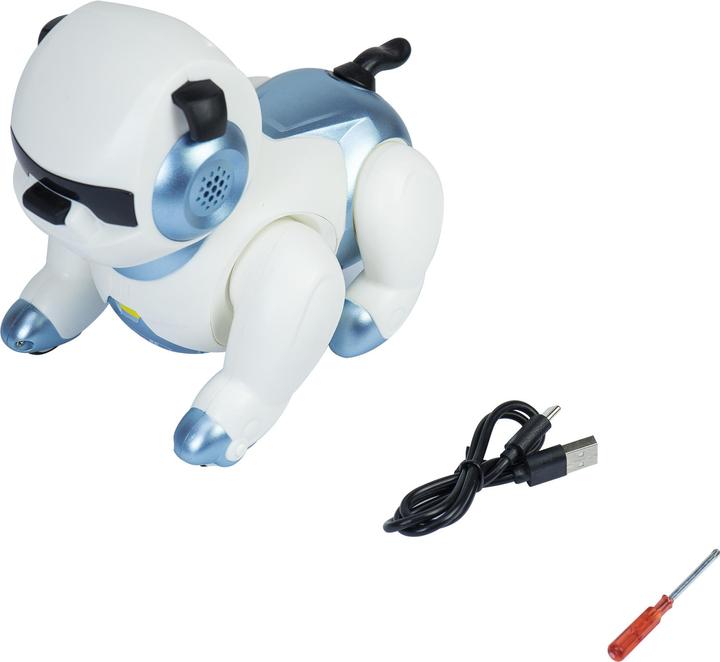Actual product image PNI Interactive intelligent robot Robo Dog, voice control, touch buttons, white-blue, included