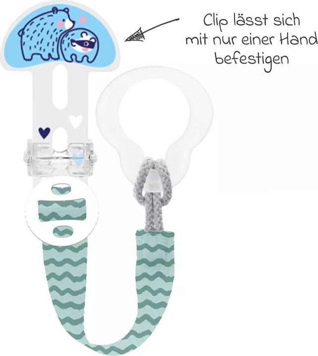 Produktbild MAM Schnullerketten Schnullerband Clip it! mit Cover - Bär (1 x, ab Geburt)