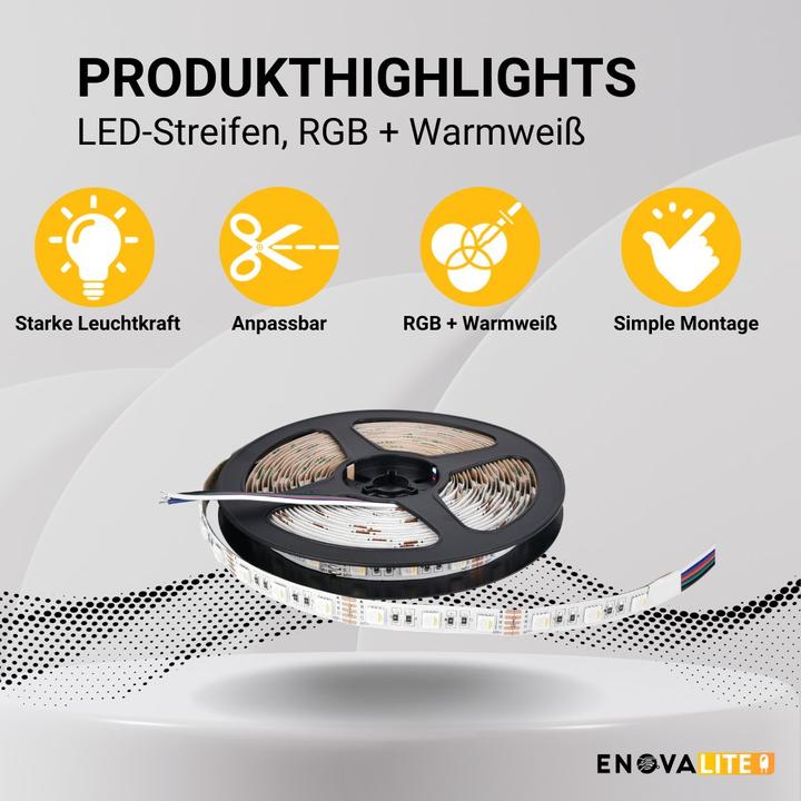 Produktbild Enovalite LED-Streifen (Warmweiss, 500 cm, Indoor, Outdoor)