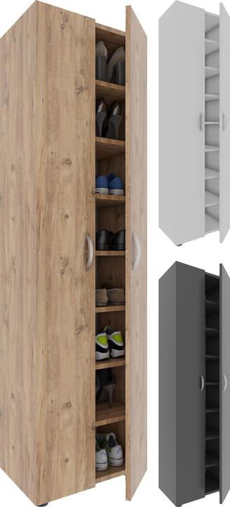 Actual product image VCM XXL Wooden Large Shoe Cabinet Shoe Chest Shoe Rack Boots Large Ulas 8 Compartments (49 x 30 x 173 cm)