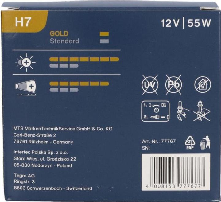 Actual product image Unitec Xenon Gold (H7)