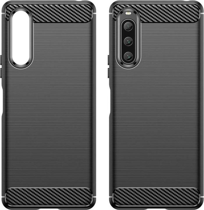 Cover-Discount Sony Xperia 10 V - Metall Carbon Look Hülle schwarz (Sony Xperia 10 V)