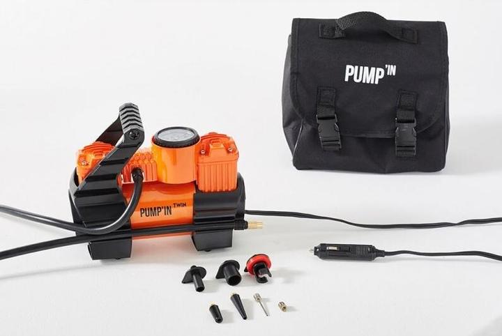 Actual product image Pump'in TWIN - Mini-compresseur 12V bi-moteur avec accessoires. Alimentation 12V allume-cigare.